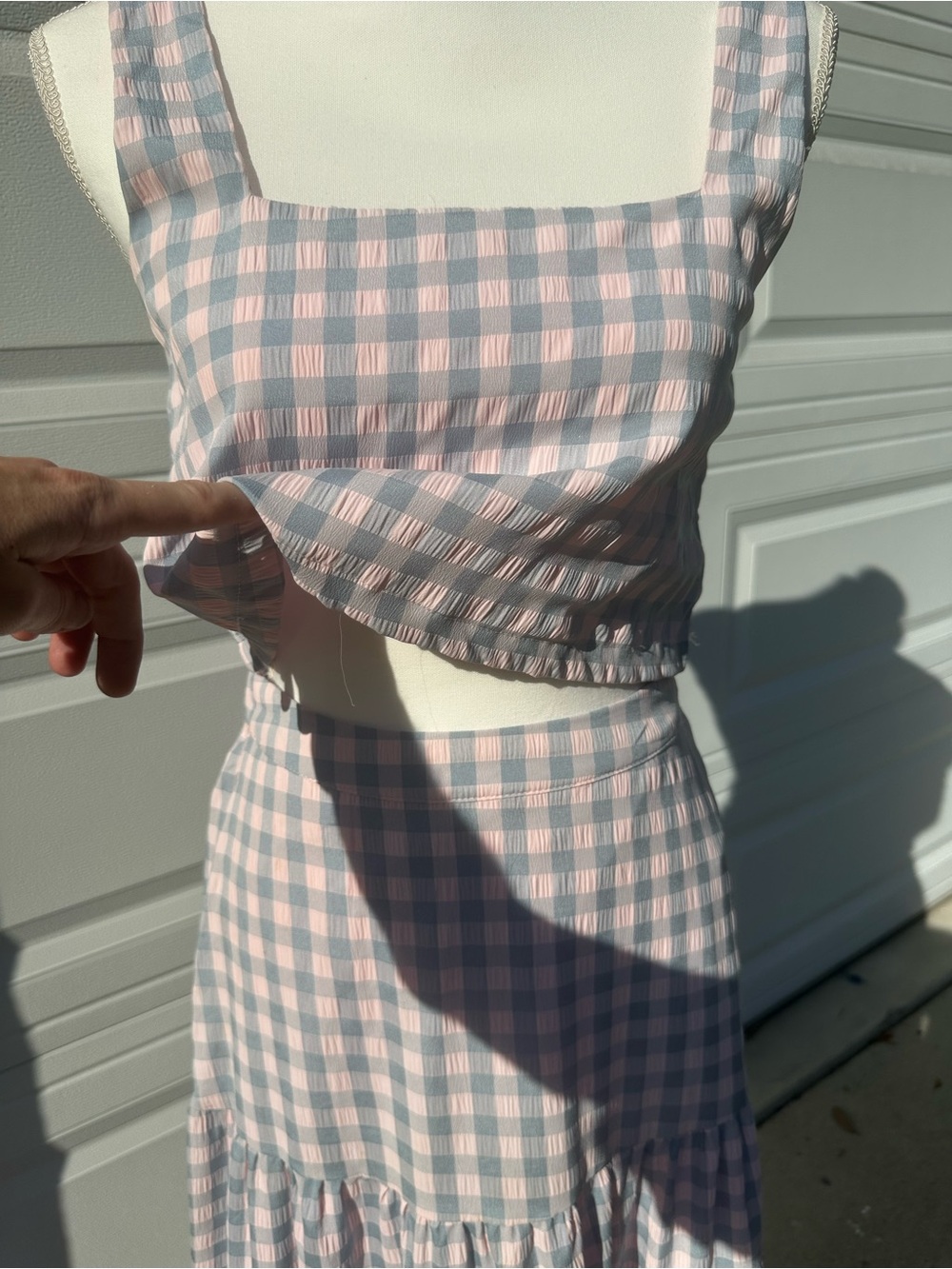 Buddy Love Pink and Gray Gingham Maxi Skirt Set - Picture 4 of 7